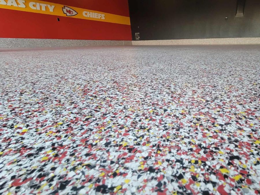 Custom flake garage floor